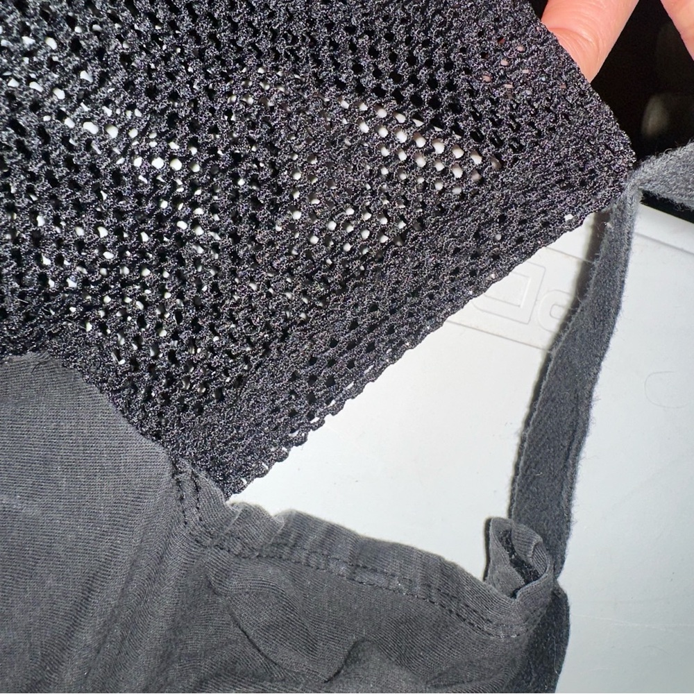Tripp NYC Black Top with Mesh Sleeves & Front Zipper Design - Picture 16 of 16